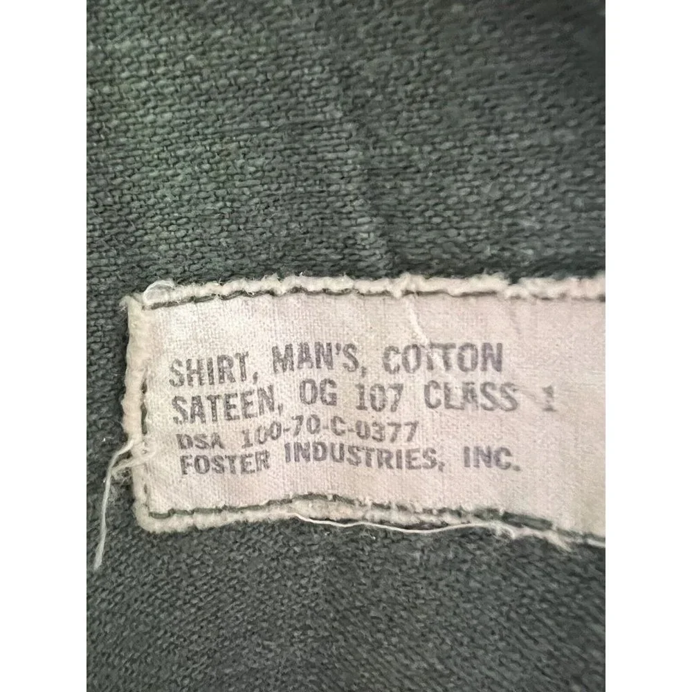 Vintage Clayton US Army Button Up Military Shirt Size M Double Pocket 14” x 33” - Picture 3 of 5